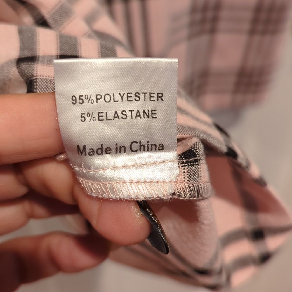 Y2K Grunge Pink Plaid Button-Up Shirt With Pockets Princess Polly M/L Streetwear - Picture 7 of 10